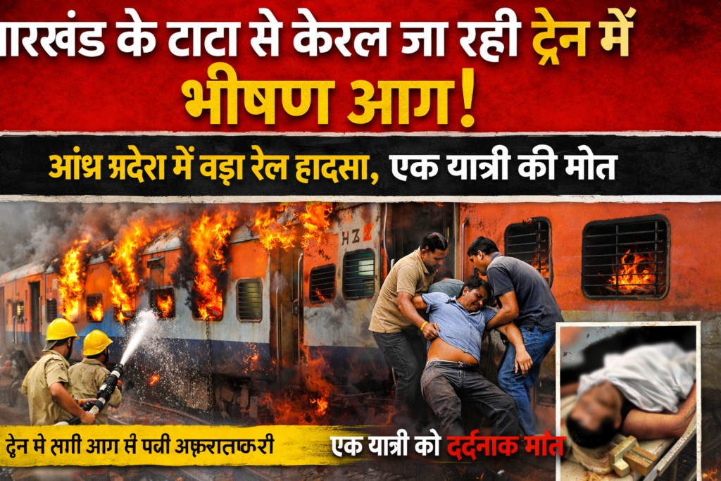 झारखंड के टाटा से केरल जा रही ट्रेन में भीषण आग