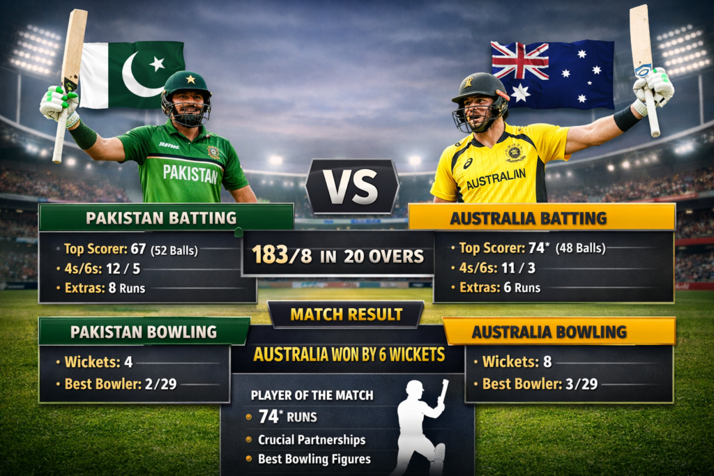 Pakistan Cricket Team vs Australia Cricket Team Scorecard