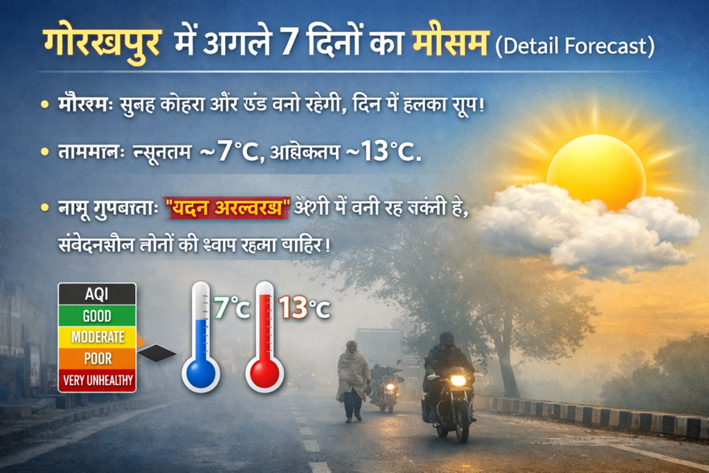 गोरखपुर में अगले 7 दिनों का मौसम (Detail Forecast)