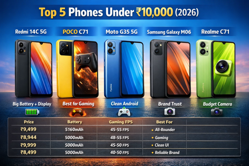 Best Smartphone Under 10000 in 2026: Top 5 Phones with Comparison