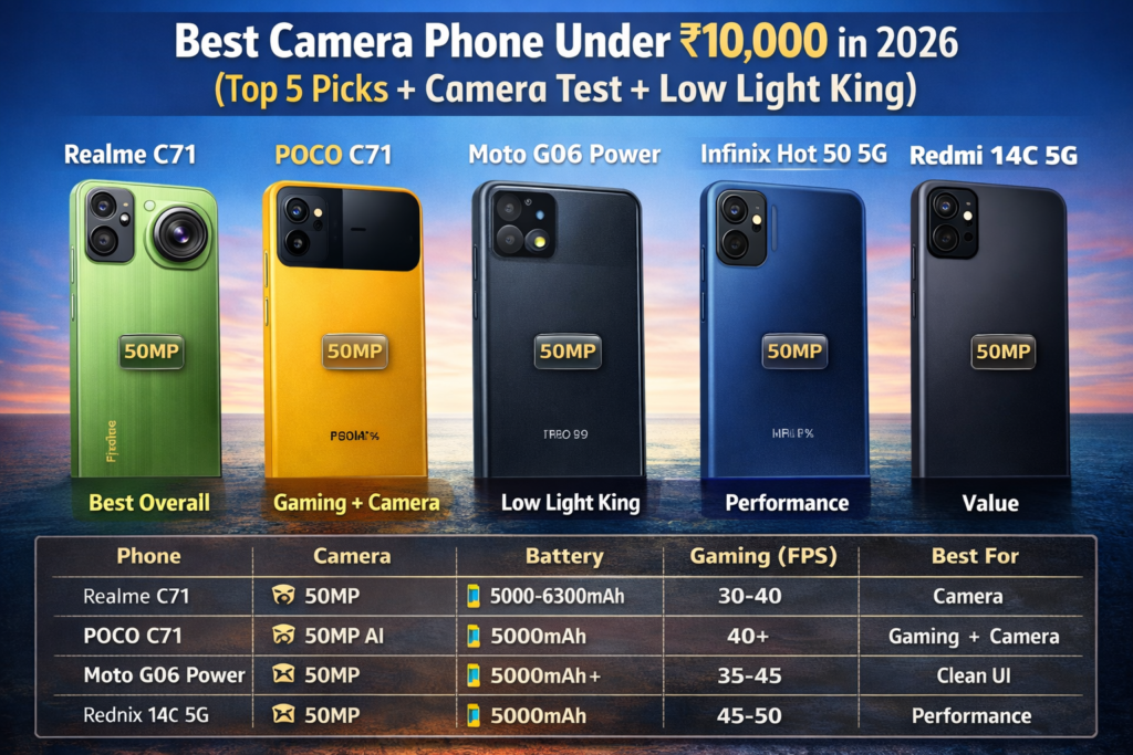 Best Camera Phone Under 10000 in 2026 (Top 5 Picks + Camera Test + Low Light King