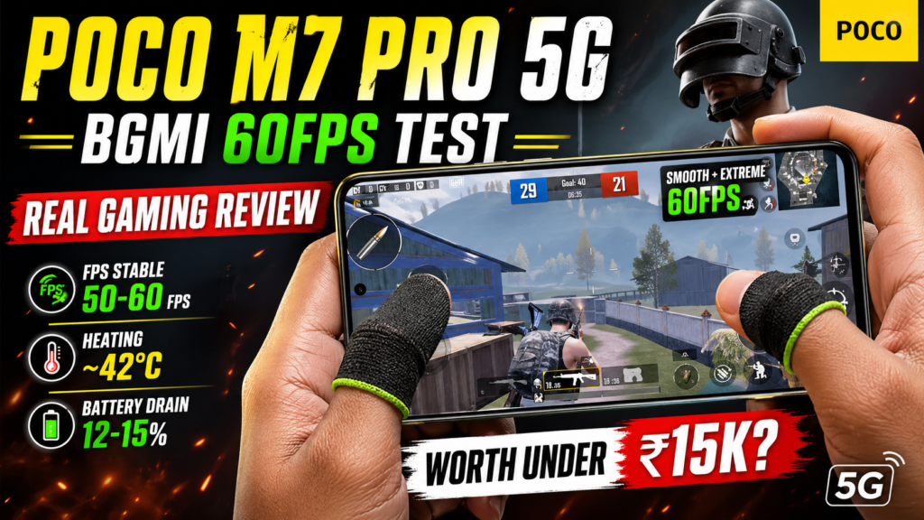 POCO M7 Pro 5G BGMI 60FPS Test Real Gaming Review | Heating, Battery Drain & Worth Under ₹15K?