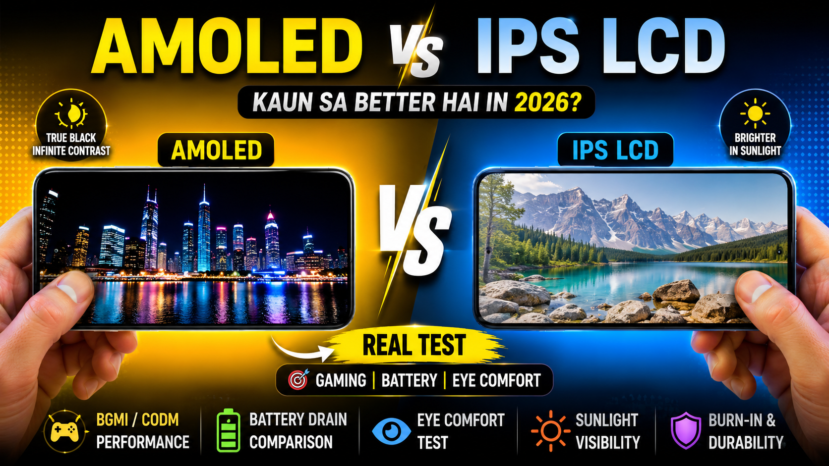 AMOLED vs IPS LCD: Kaun sa Better Hai in 2026? Gaming, Battery & Eye Comfort Test